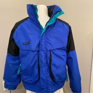 Vintage 90s Columbia Powder Keg 3 in 1 Men Vibrant Blue Black Teal Jacket Coat M